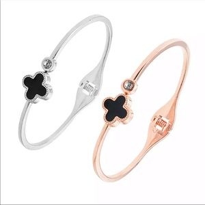 Lucky Clover Cubic Zirconia Bracelet Cuff